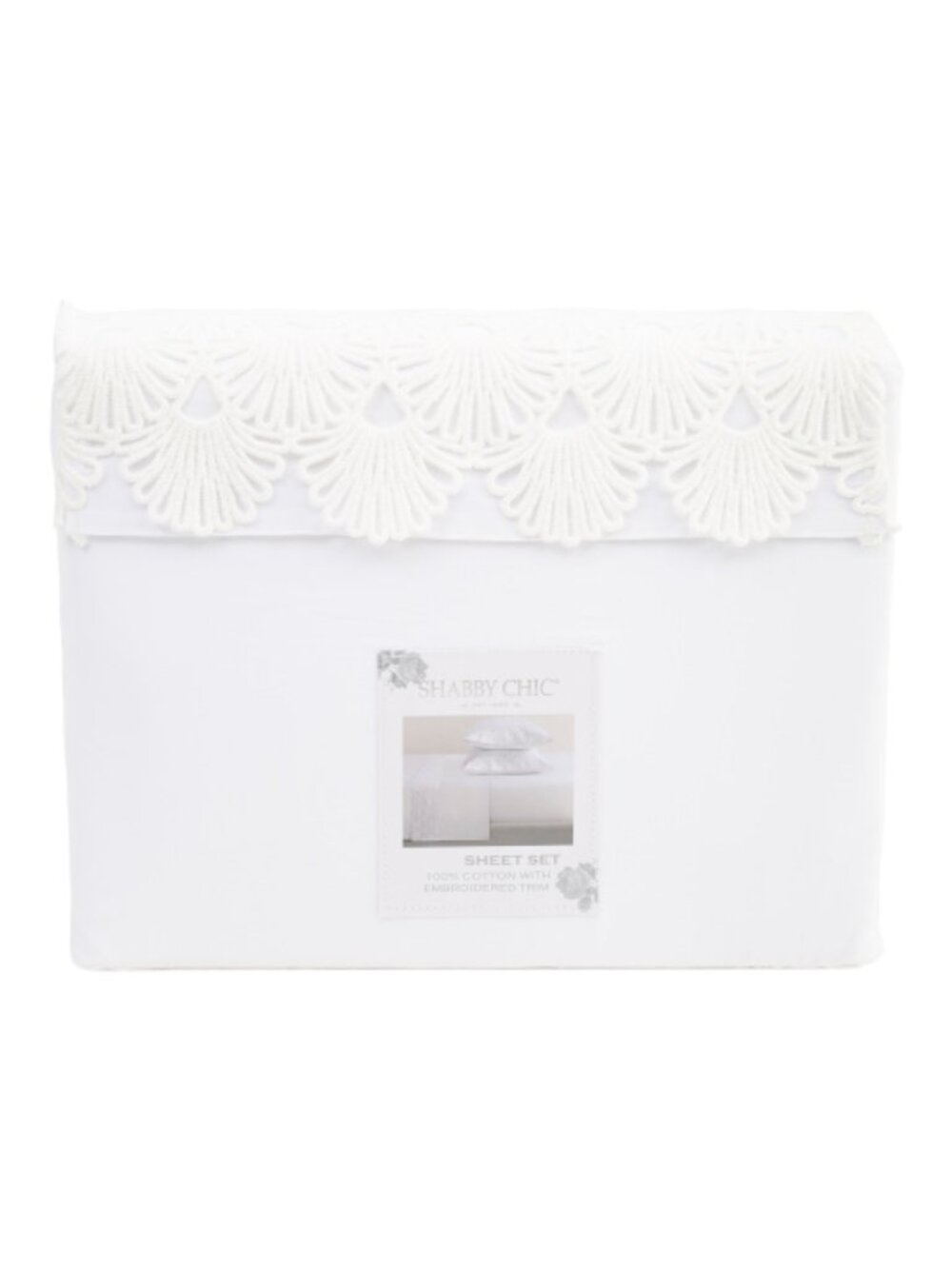 SHABBY CHIC Cotton Shelly Lace Trim Sheet Set